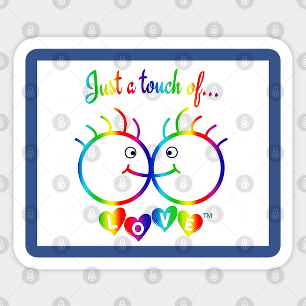 Just A Touch of LOVE - LGBTQIA+ Males - Vertical Rainbow - Back Sticker by SubversiveWare